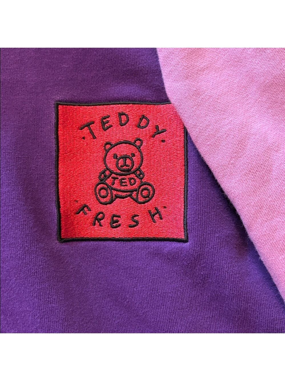 Teddy‎ Fresh Color Block Hoodie Purple, Red, Pink, Green Size Large EUC - Picture 4 of 7